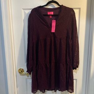 LILLY PULITZER WINONA L/S CHERRY GANACHE KALEIDOSCOPE CHIFFON EYELET DRESS M